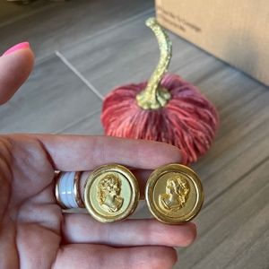 Gold Grecian Coin Clip on earrings
